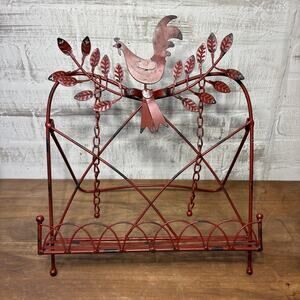 Red Farmhouse Rooster Cookbook Stand